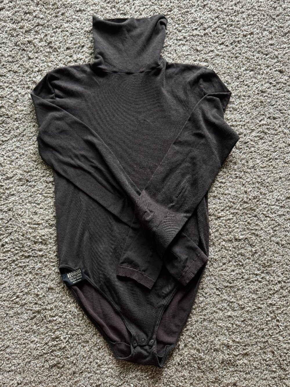 Wolford Long Sleeve Turtleneck Bodysuit Brief Chocolate Brown Size Medium